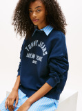 Blue Varsity Boxy Crew Neck Sweatshirt  Women