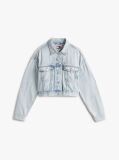 Denim Oversized Cropped Denim Trucker Jacket  Women