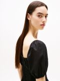 Black Voile Square Neck Mini Dress  Women
