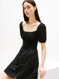 Black Voile Square Neck Mini Dress  Women