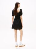 Black Voile Square Neck Mini Dress  Women