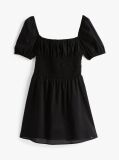 Black Voile Square Neck Mini Dress  Women
