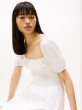 Beige Voile Square Neck Mini Dress  Women