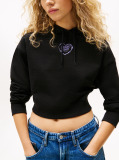 Μαύρο Άνετο Cropped Hoody  Γυναίκες