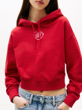 Κόκκινο Άνετο Cropped Hoody  Γυναίκες