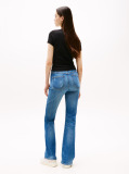 Black Ribbed Slim New York Logo T-Shirt  Women