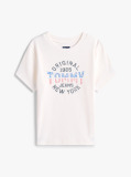 White Ribbed Slim New York Logo T-Shirt  Women