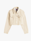 Khaki Back Logo Cropped Denim Jacket  Women