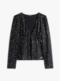 Black Slim Fit Metallic Print Blouse  Women