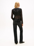 Black Slim Fit Metallic Print Blouse  Women