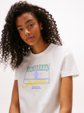 Beige Regular Crest Flag Tee  Women