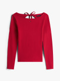 Red Diamante Flag Slim Long Sleeve Top  Women