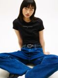 Black Slim Bling Linear Tee  Women