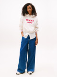 White Varsity Appliqué Logo Boxy Hoody  Women