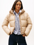 Beige Water Repellent Ripstop Hooded Puffer Jacket  Women