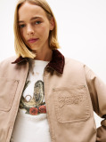 Beige Logo Appliqué Padded Cropped Coach Jacket  Women