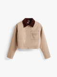 Beige Logo Appliqué Padded Cropped Coach Jacket  Women