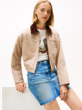 Beige Logo Appliqué Padded Cropped Coach Jacket  Women