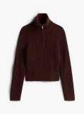 Brown Logo Half-Zip Jumper With Wool  Women