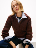Brown Logo Half-Zip Jumper With Wool  Women