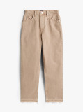 Beige Raw Hem Slim Straight Leg Jeans  Women