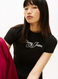 Μαύρο Essential Ριμπ T-Shirt Σε Slim Γραμμή  Γυναίκες