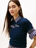 Μπλε Essential Ριμπ T-Shirt Σε Slim Γραμμή  Γυναίκες