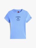 Μπλε Ριμπ Slim T-Shirt Με Λογότυπο  Γυναίκες