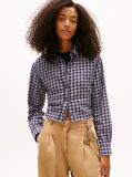 Multi Regular Fit Tie Back Check Seersucker Shirt  Women
