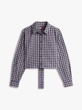 Multi Regular Fit Tie Back Check Seersucker Shirt  Women