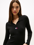 Μαύρο Μίντι Πλεκτό Φόρεμα Σε Slim Γραμμή Με Σήμα Tommy  Γυναίκες
