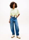 Green Relaxed Fit Linen Blend Tie Front Shirt  Women