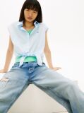 Blue Relaxed Fit Sleeveless Tie Front Shirt  Women
