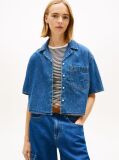Denim Άνετο Cropped Πουκάμισο  Γυναίκες