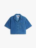 Denim Άνετο Cropped Πουκάμισο  Γυναίκες