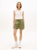 Green Linen Blend Five-Pocket Shorts  Women