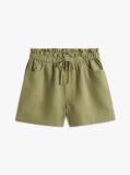 Green Linen Blend Five-Pocket Shorts  Women