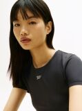 Black Athleisure Metal Logo Slim T-Shirt  Women