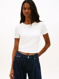 White Athleisure Metal Logo Slim T-Shirt  Women