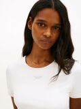 White Athleisure Metal Logo Slim T-Shirt  Women