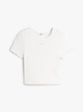 White Athleisure Metal Logo Slim T-Shirt  Women