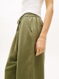 Green Loose Linen Blend Drawstring Trousers  Women