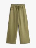 Green Loose Linen Blend Drawstring Trousers  Women