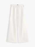 White Loose Linen Blend Drawstring Trousers  Women