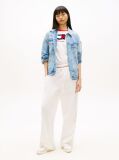Beige Broderie Anglaise Drawstring Trousers With Linen  Women