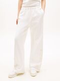 Beige Broderie Anglaise Drawstring Trousers With Linen  Women