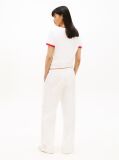 Beige Broderie Anglaise Drawstring Trousers With Linen  Women