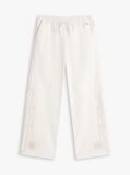 Beige Broderie Anglaise Drawstring Trousers With Linen  Women