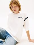 Beige Logo Oversized Crew Neck T-Shirt  Women
