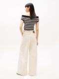 Denim Pleated Mid Rise Loose Straight Leg Jeans  Women